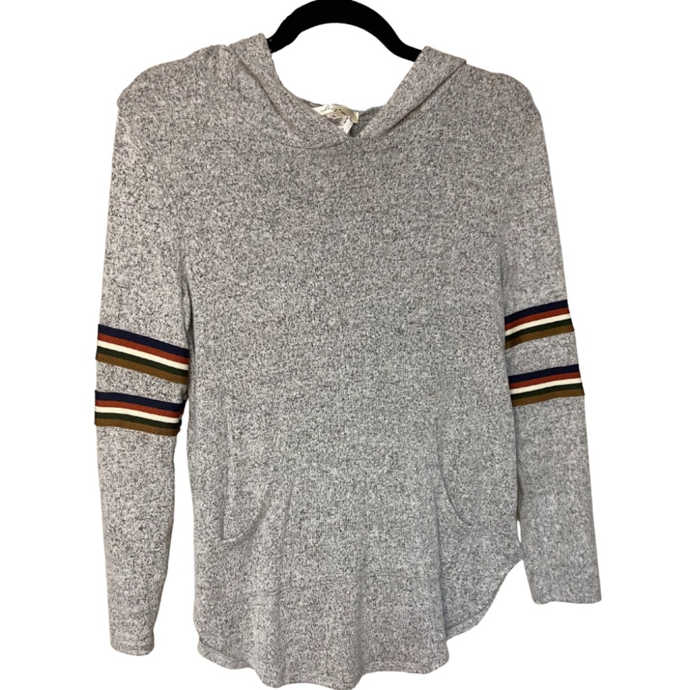SOFT Hooded Sweatshirt with Rainbow Multi Sleeve
